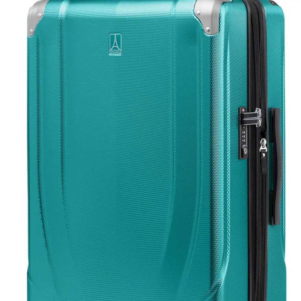 أمتعة دوارة ذات هيكل صلب قابلة للتوسيع، 8 عجلات، خفيفة الوزن، متوسطة 25 بوصة، أزرق مخضر #2