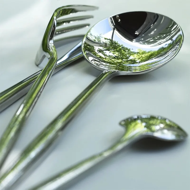 Mirror-polished Stainless Steel Western Tableware Set Four-piece Steak Knife Fork and Spoon Set for Home Use view 3
