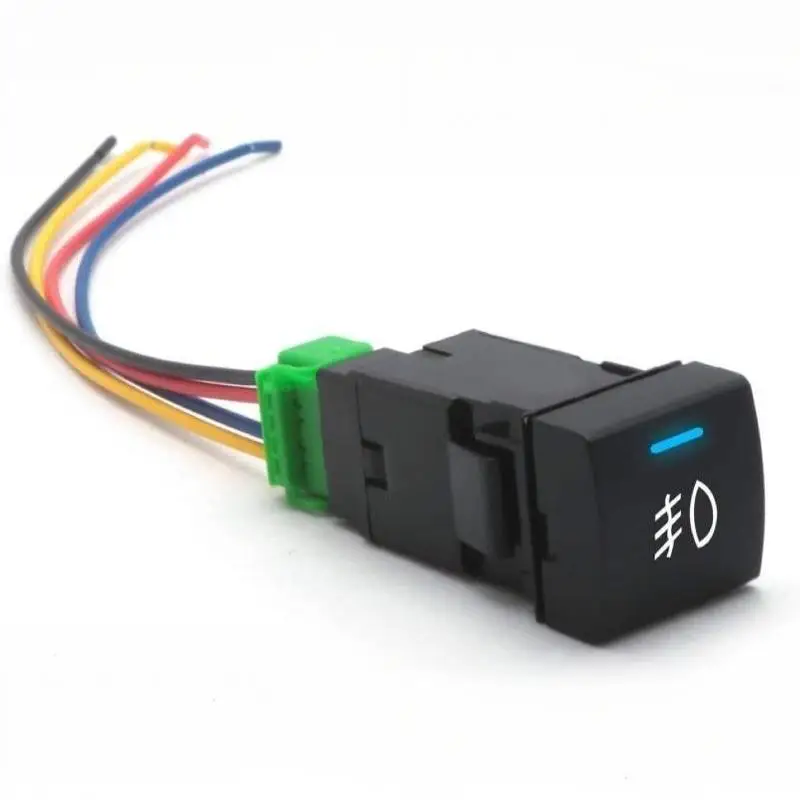【CMO】Car Fog Light Switch With Wire Harness LED Front Fog Lamp Push Button Replacement Switch For Auto Dash Modification