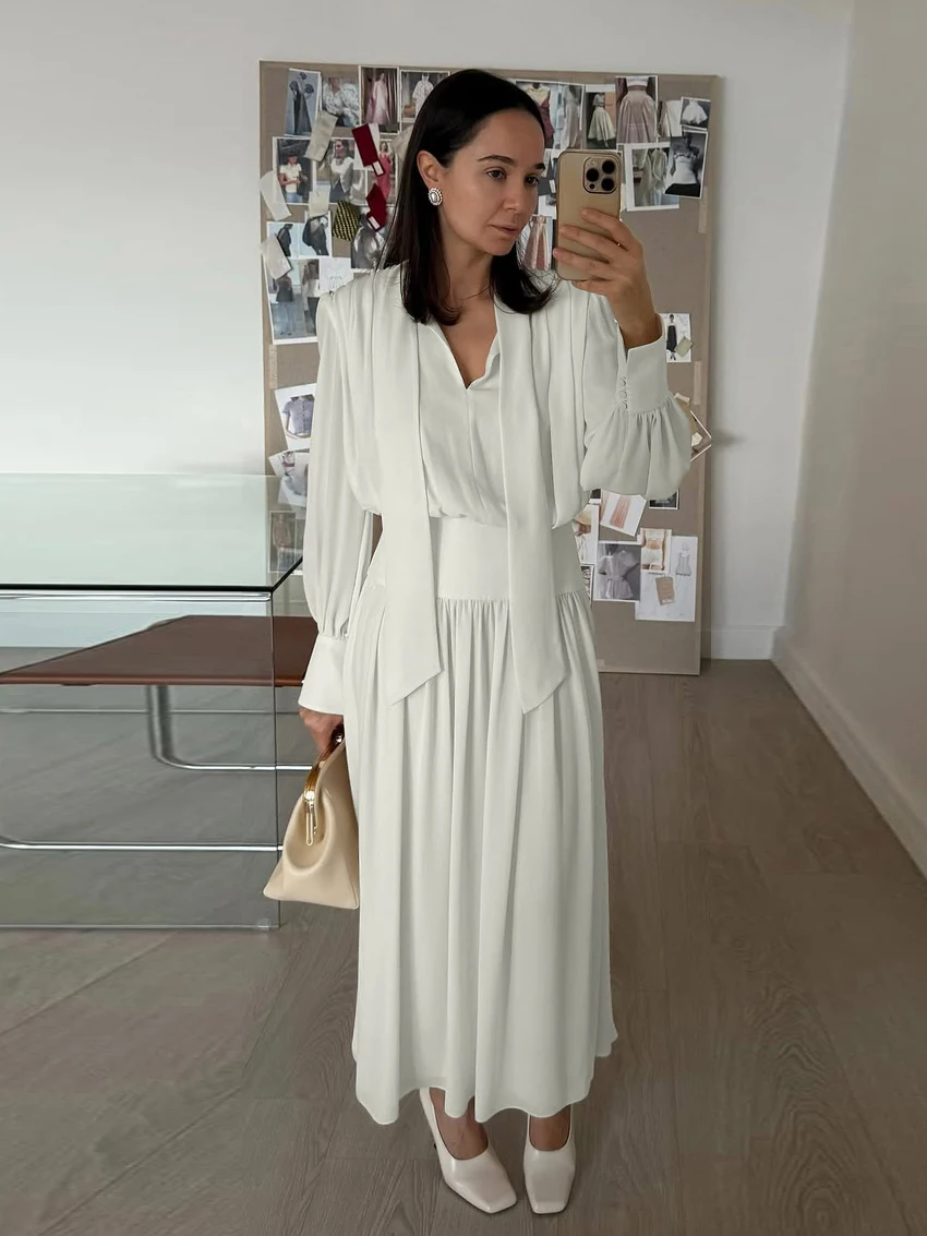 

Marthaqiqi Winter Ladies Pajamas Turn-Down Collar Sleepwear Long Sleeve Nightie Backless Nightgowns Ankle-Length Dress Nightwear