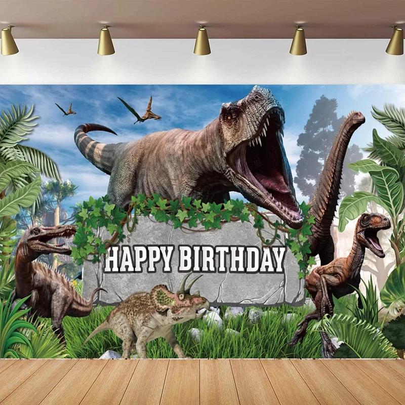 Photography Backdrop Banner Dinosaur World For Boys Kids Birthday Party Backgroud For Indoor Outdoor Party Decor Supplies Poster