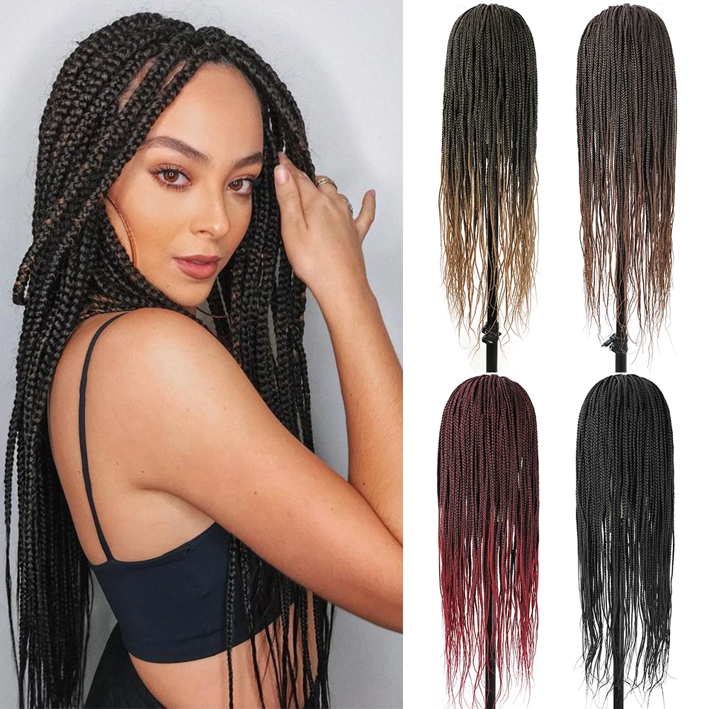 

Lace Box Braided Wigs Premium Synthetic Lace Frontal Cornrow Wig with Baby Hair 26 Inch Knotless Twisted Braids for Women Girls