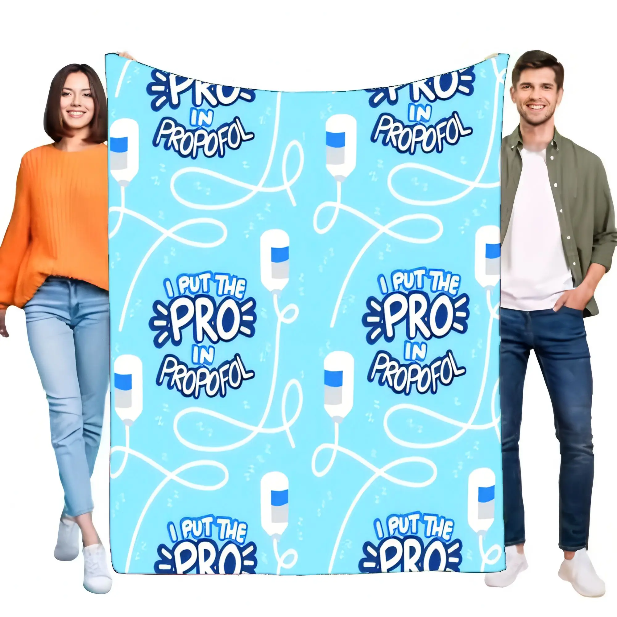 Funny I Put The PRO In Propofol Anesthesia Blanket Soft Cozy Fleece Throw for Nurse Doctor CRNA Medical Gift