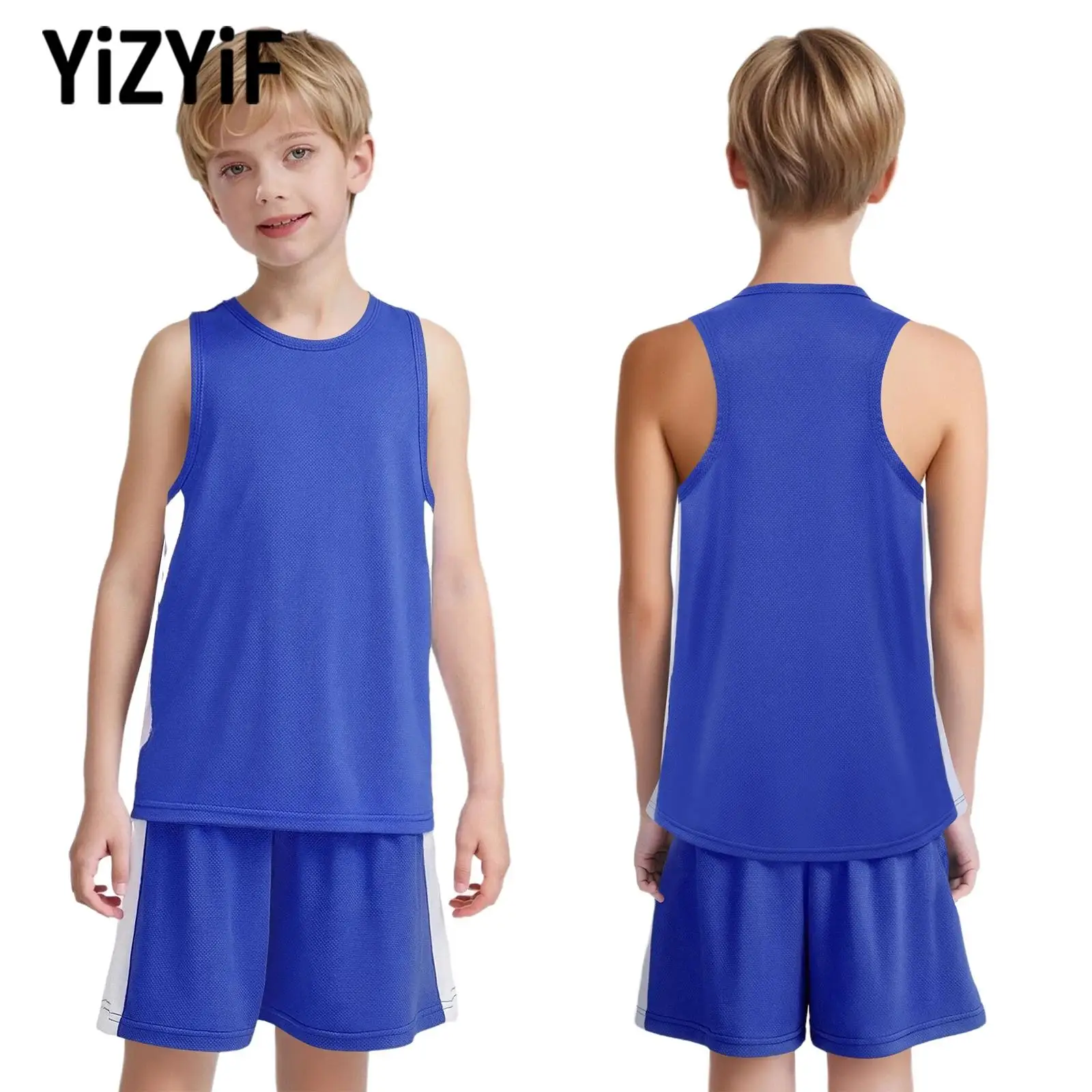 

Boys Quick-Drying Boxing Outfits Muay Thai Kickboxing Clothing Breathable Fashion Sportswear Tops Shorts Set for Halloween Party