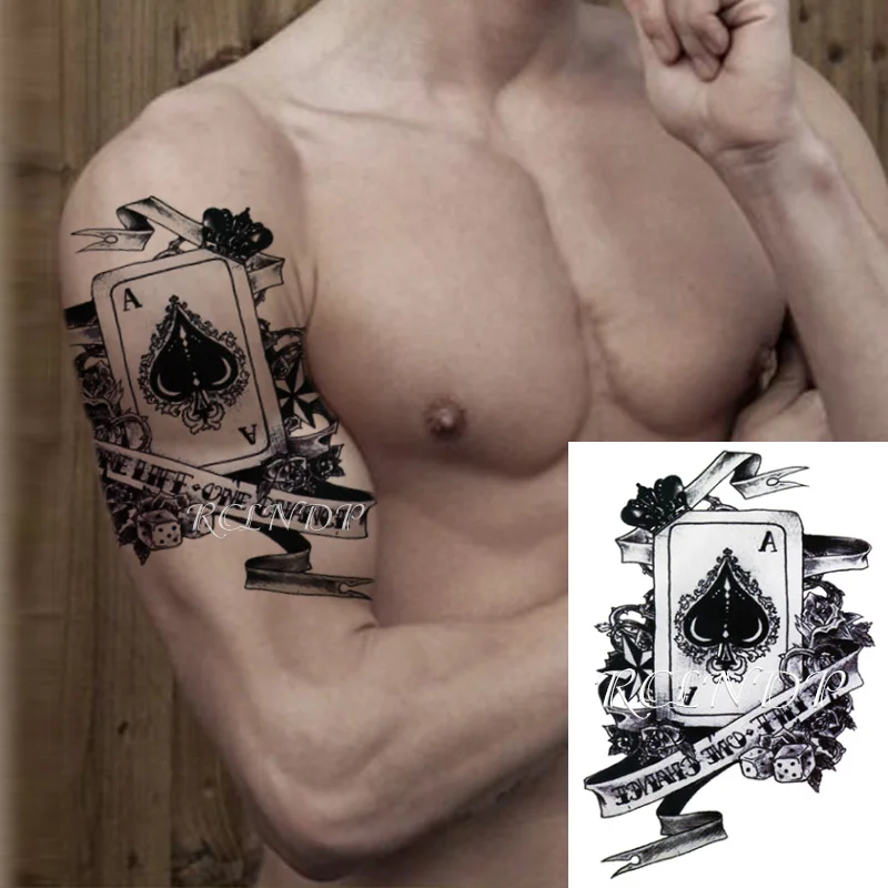 Waterproof Temporary Tattoo Sticker Playing Cards Letter Flower Body Art Flash Tatoo Fake Tatto Stickers for Girl Men Women