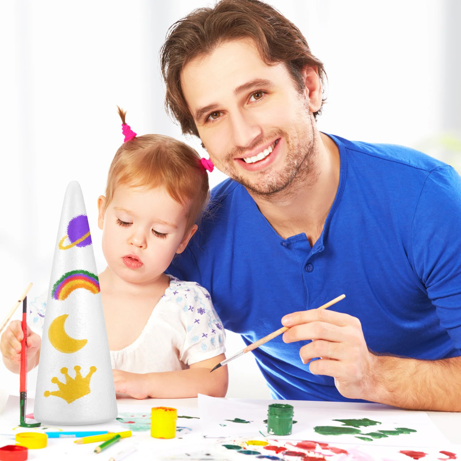 

2pcs Foam Cones 38X13.5Cm White Craft Kids Diy Christmas Tree Props Children Cone Activity Educational Art Project Decoration