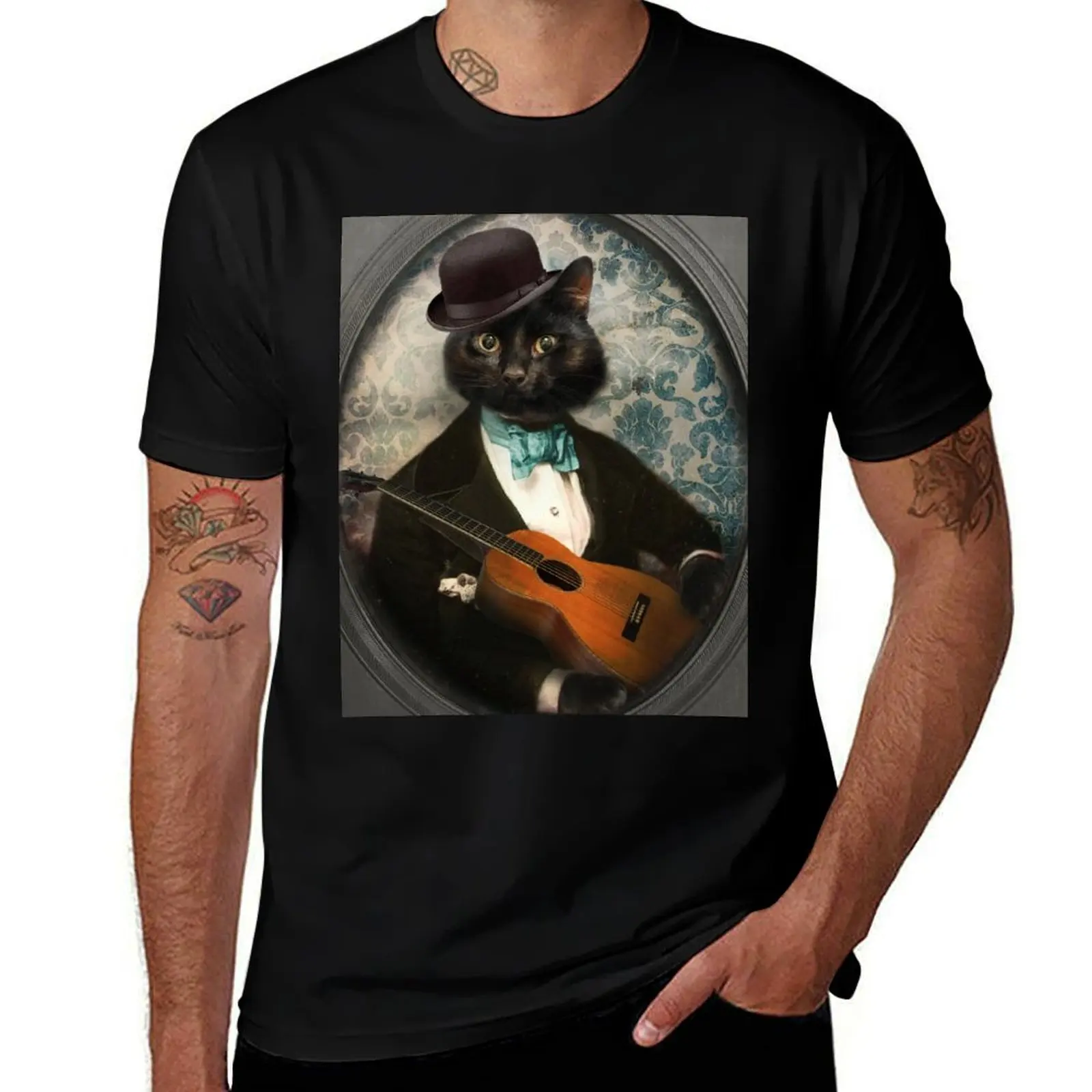 Black Cat Guitar Cat - Felix Fitzpatrick T-Shirt Anti-Perspiration Workout Top T-Shirt