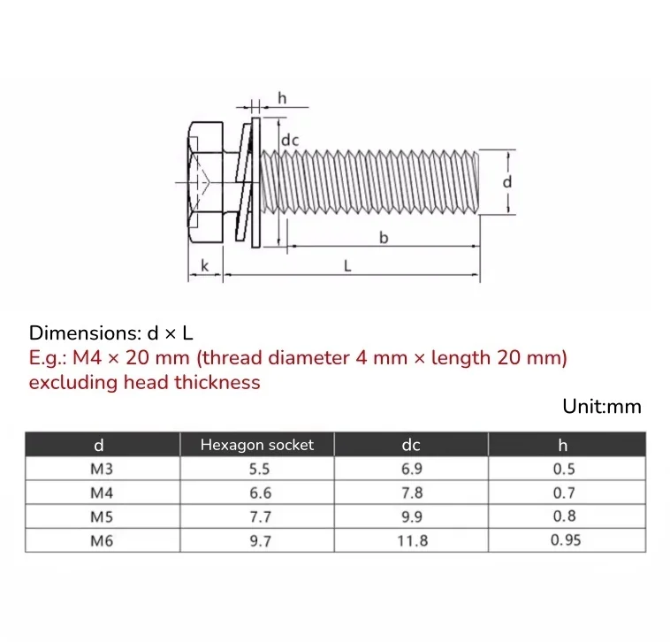 M3 ~ M8 Nickel Plating/Coloured Zinc Carbon Steel Cross External Hex Head Screw with Washer Combination Screws