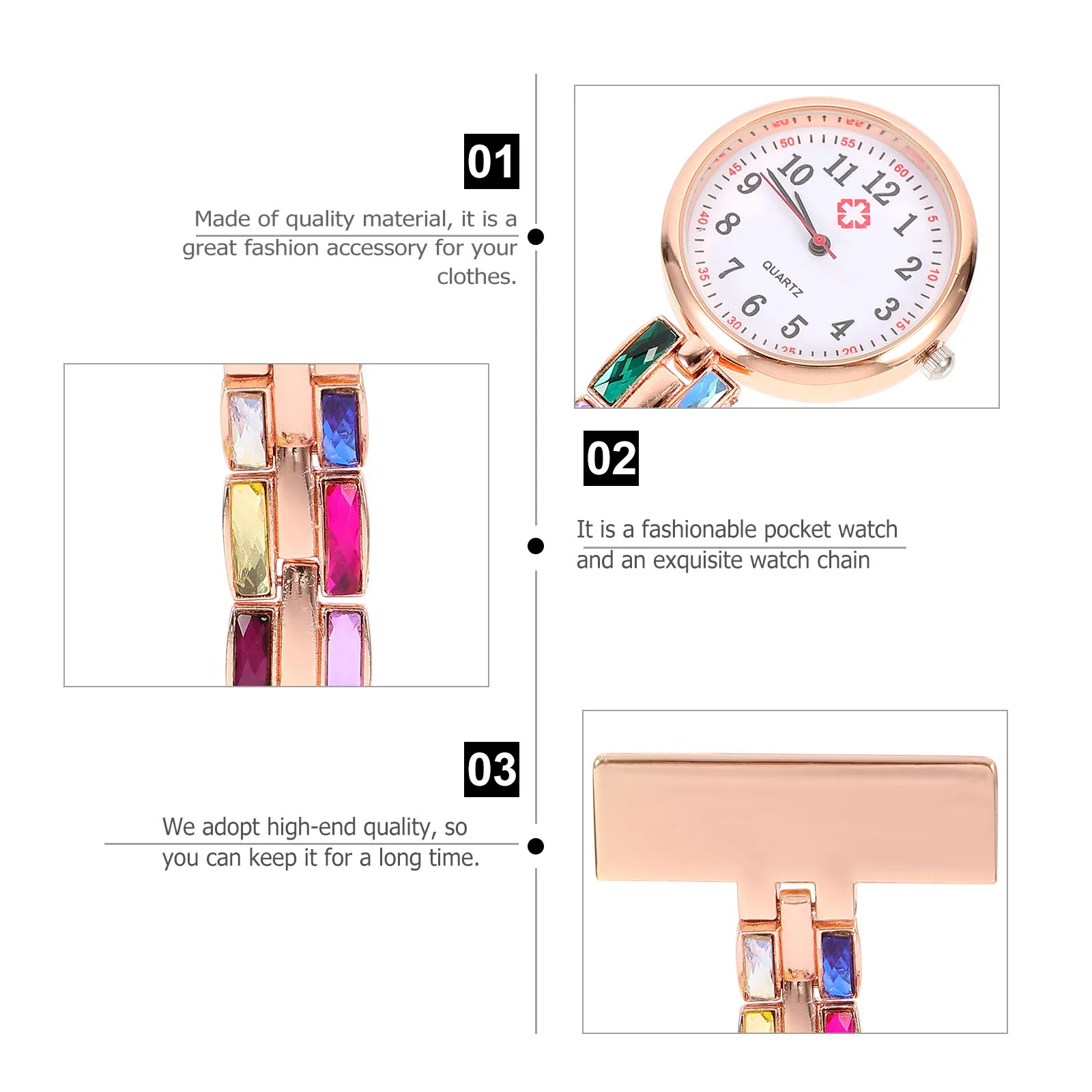 Rhinestone Nurse Watch Alloy Hanging Pocket Watch For Women Nurses Medical Staff Student Doctor Nursing Fob Timepiece