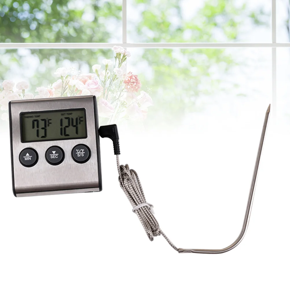 

Easy to Read Thermometer Barbecue Meat with Alarm Digital Display Smoker Kitchen Probe