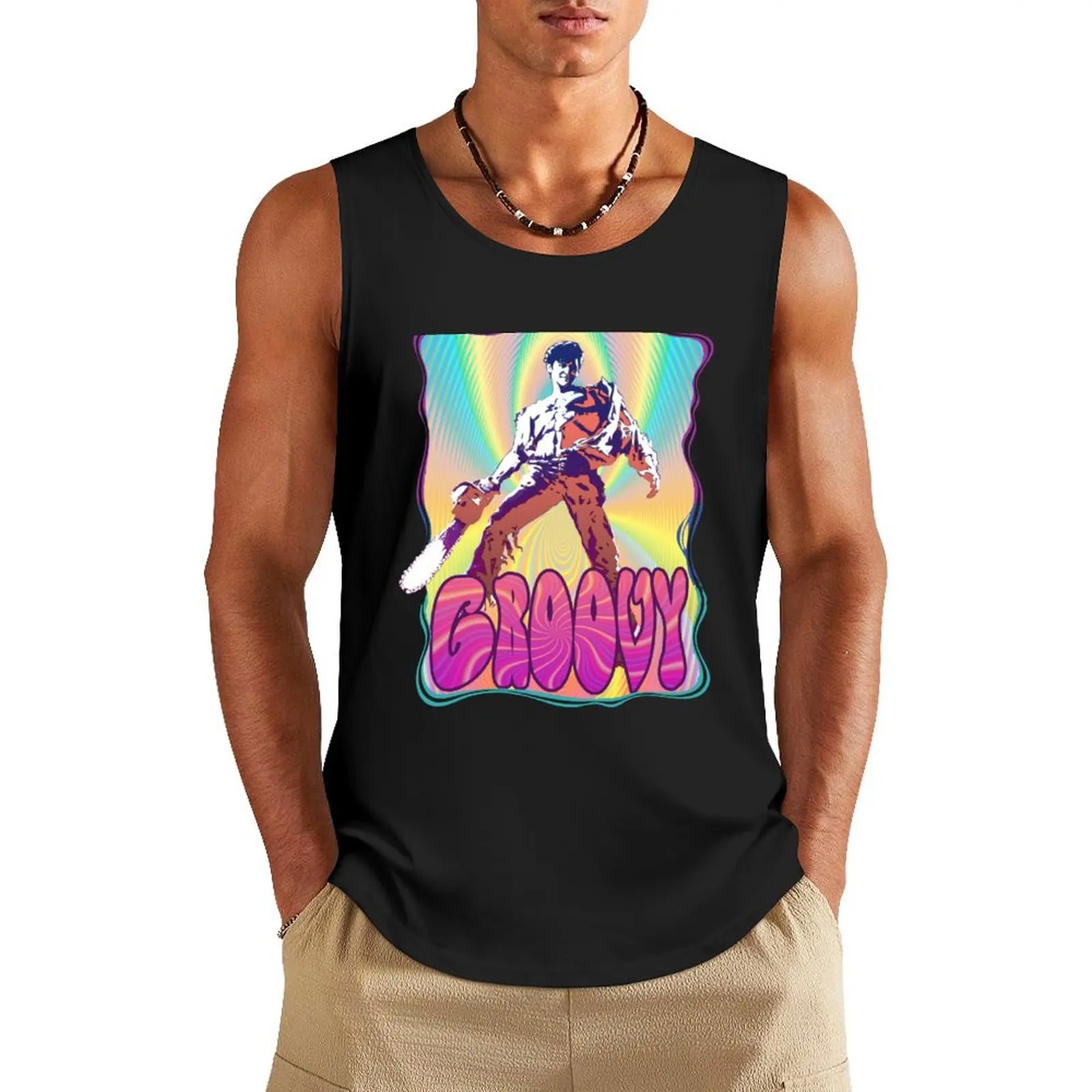 Evil Dead Ash Williams Groovy Tank Top Sportswear for men sleeveless t-shirts for men