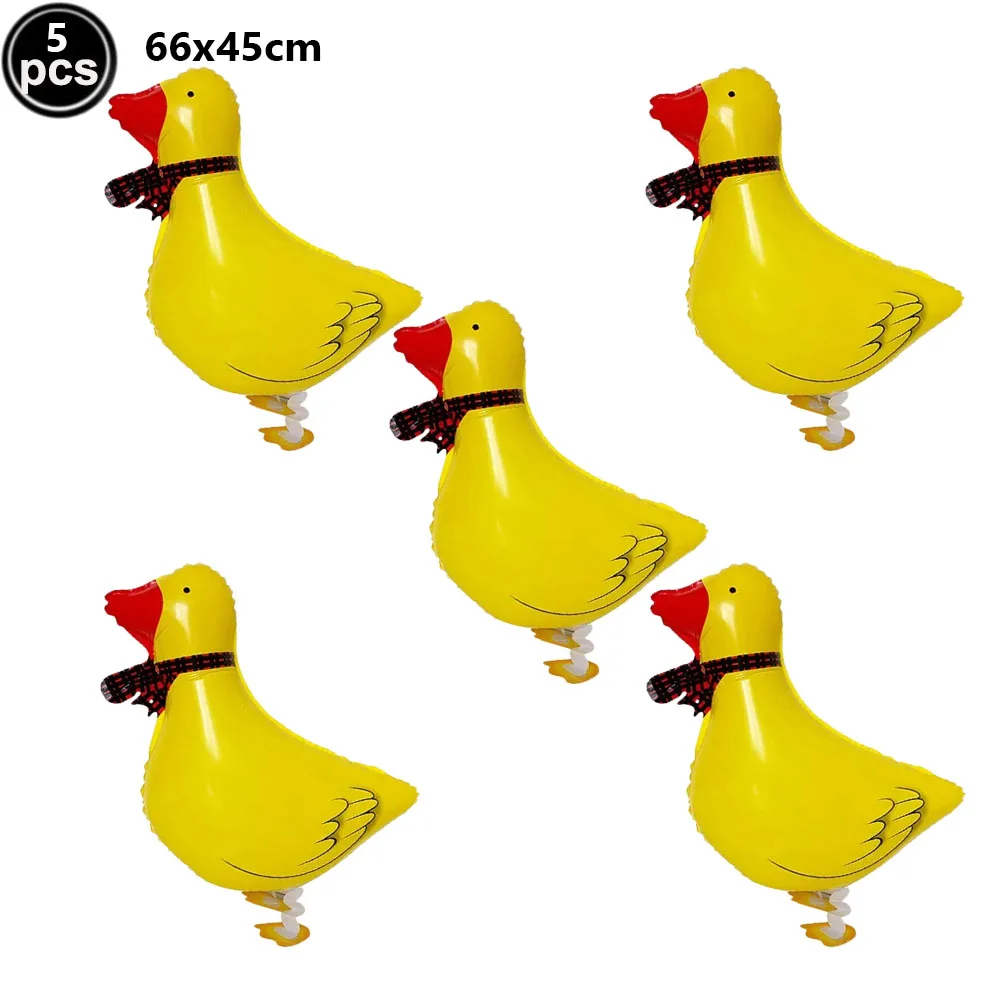 5Pcs Walking Duck Balloon Duck Shape Foil Balloon Farm Animal Chicken Duck Foil Ballon for Birthday Baby Shower Party Decoration