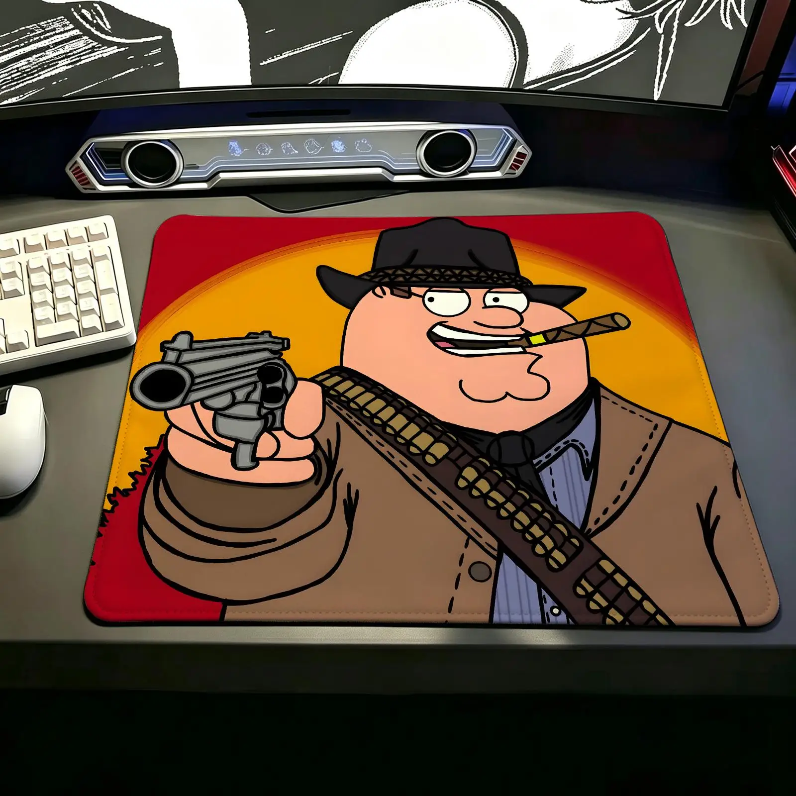 Compact S/M/L Gaming Mat,Family Guy Reinforced Stitched Edge,Portable Non‑Slip Pad for Laptop Office & E‑Sports Game Play