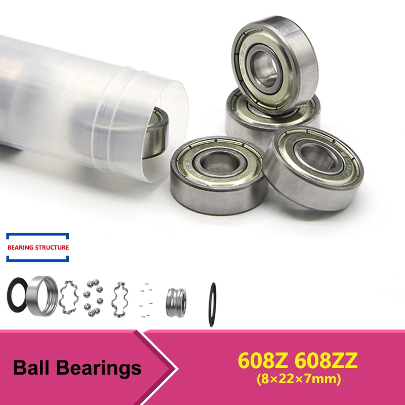 

1~150pcs Ball Bearing 608Z 608ZZ ABEC-7 Deep Groove Mini Ball Bearing Carbon Steel for Skateboard Scooter 3D Printer Parts