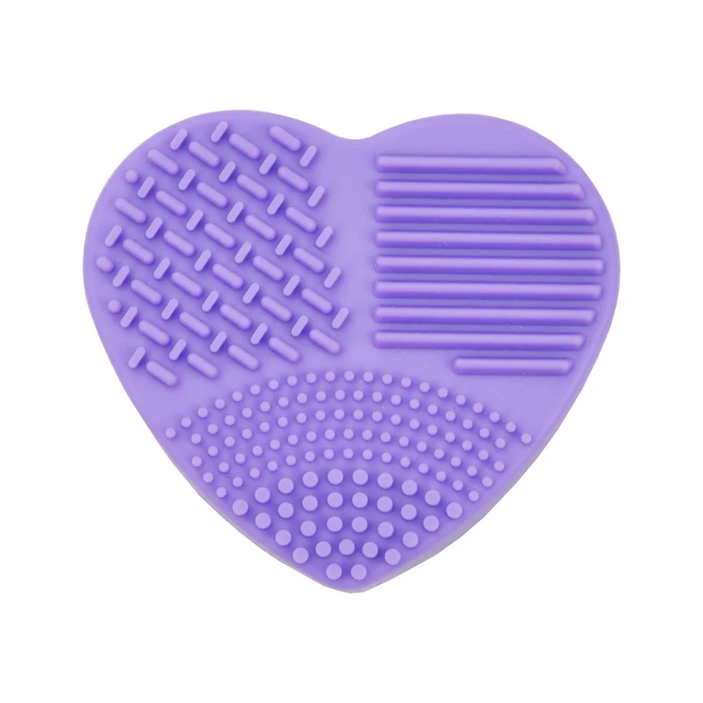 Spugna per trucco Ombretto Pennello Scatola per pulizia Viola Gel di silice a forma di cuore Custodia per pulizia rapida a doppio uso asciutto e bagnato per i viaggi