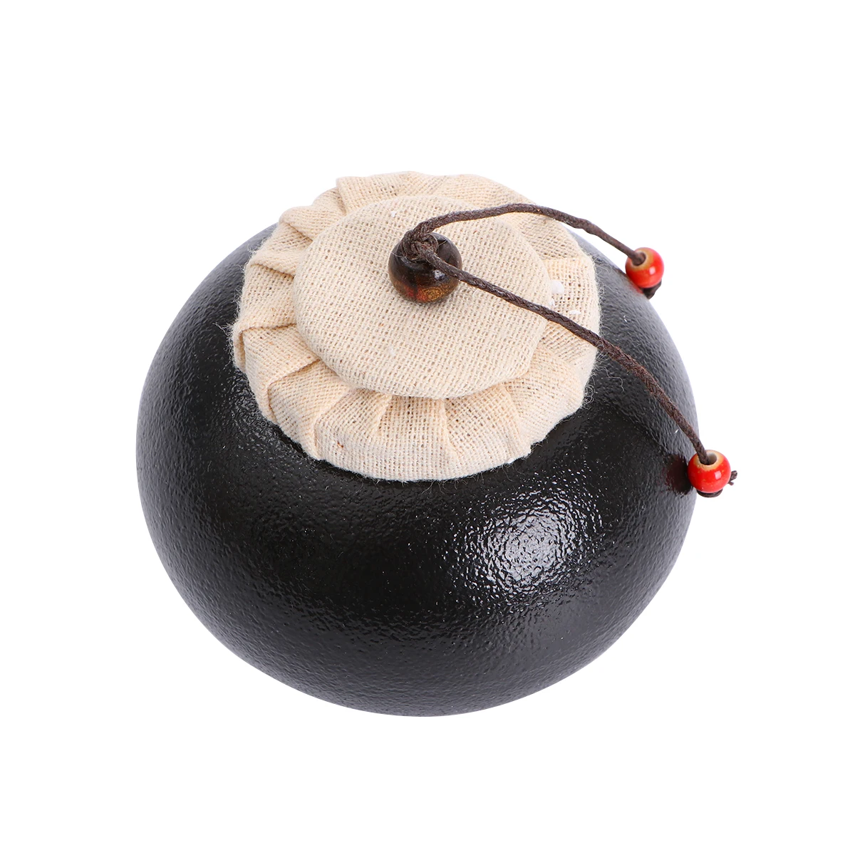 

Black Pottery Tea Canister Sealed Food Container Rustic Chinese Style Sugar Jar Moistureproof Long Canister