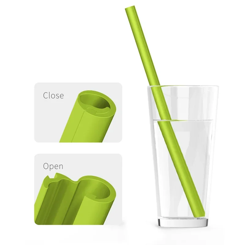 Silicone Foldable Straw 250MM Environmentally Friendly Reusable Easy To Clean Foldable Food Grade Silicone Foldable Straw