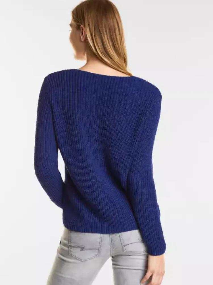 Thi Warmer Baumwoll-Strickpullover V-Ne Pullover Schlankheitsgroße Basisschicht Herbst Winter Faion Damenbekleidung
