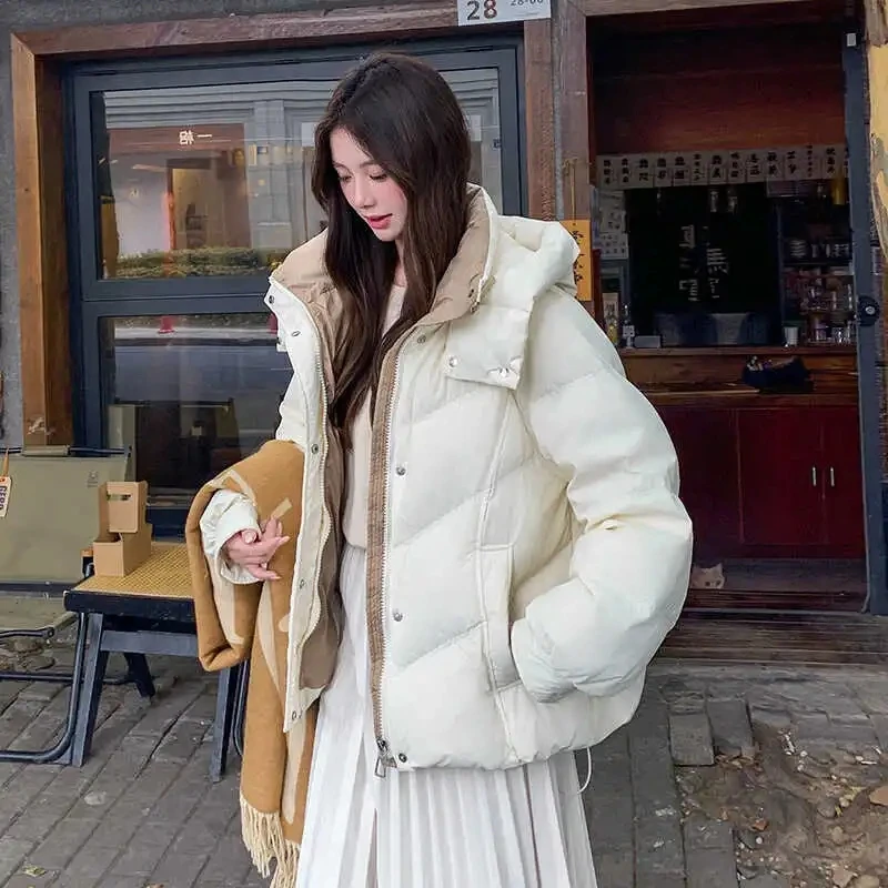 2025 New Cotton Clothes Winter Loose New Small Short Thick Bread  Cotton Jacket Women's Clothing Purple Yellow Black Khaki Beige