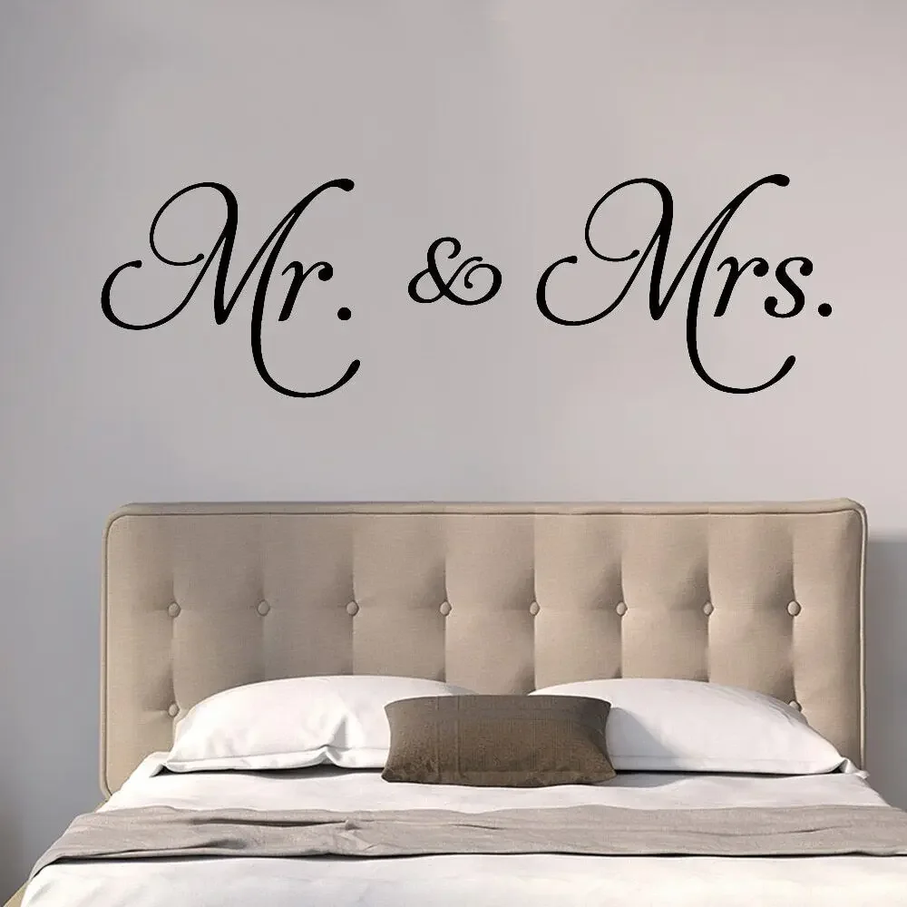 Mr Mrs Wall Decal Living Room Removable Decoration Minimalism Vinyl Bedroom Ceiling Wardrobe Wall Stickers Art Home Decor Y575