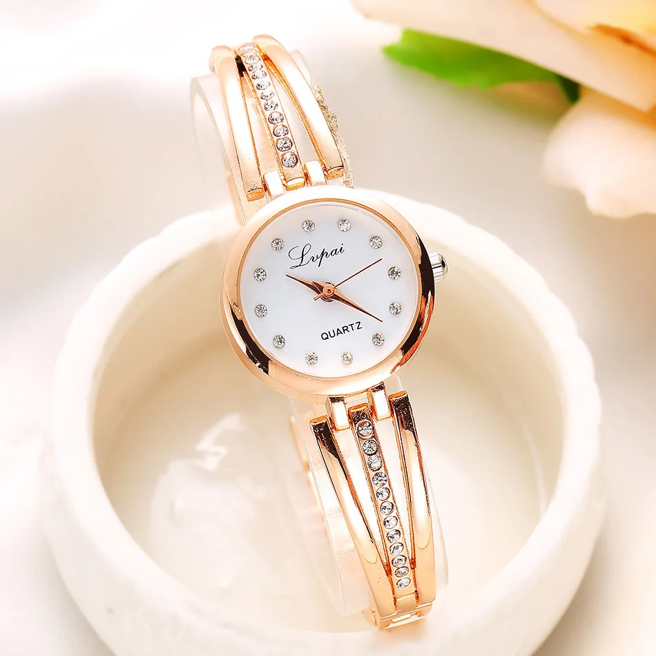 Women's diamond inlaid mirror trendy alloy quartz watch