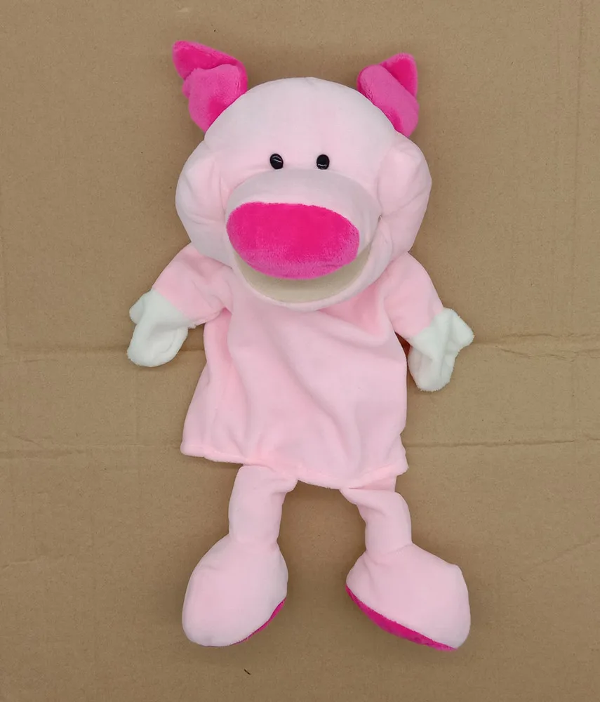 35cm Cartoon Tier Handpuppe eltern-kind-Spiel Puppe Löwe Elefant Schwein Beschwichtigen Spielzeug Geburtstag Geschenke Für Kinder