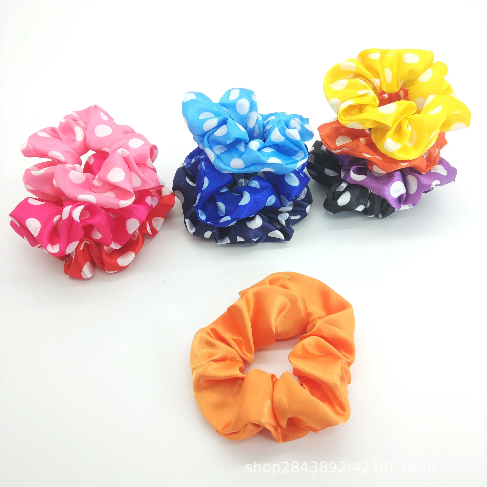 

Fabric Hair Accessories Summer Women's Student Polka Dot Wide Hair Tie Polka Dot Satin Fabric Hair Tie