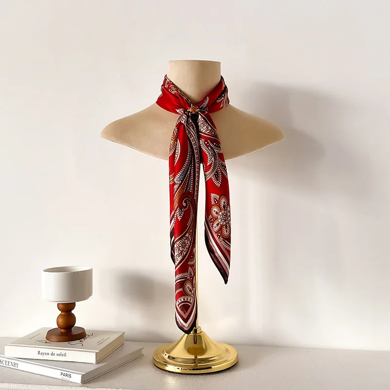 

2026 Ethnic dark red paisley silk square scarf women autumn vintage pure silk scarves womens headscarves winter accessories