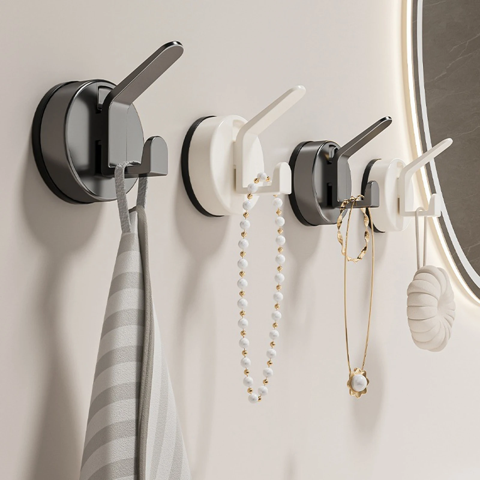 1/2/4 Pcs Stylish Plastic Suction Cup Hooks, Strong Load-Bearing, Wall-Mounted Practical Hooks, Suction Cup Hooks for Shower