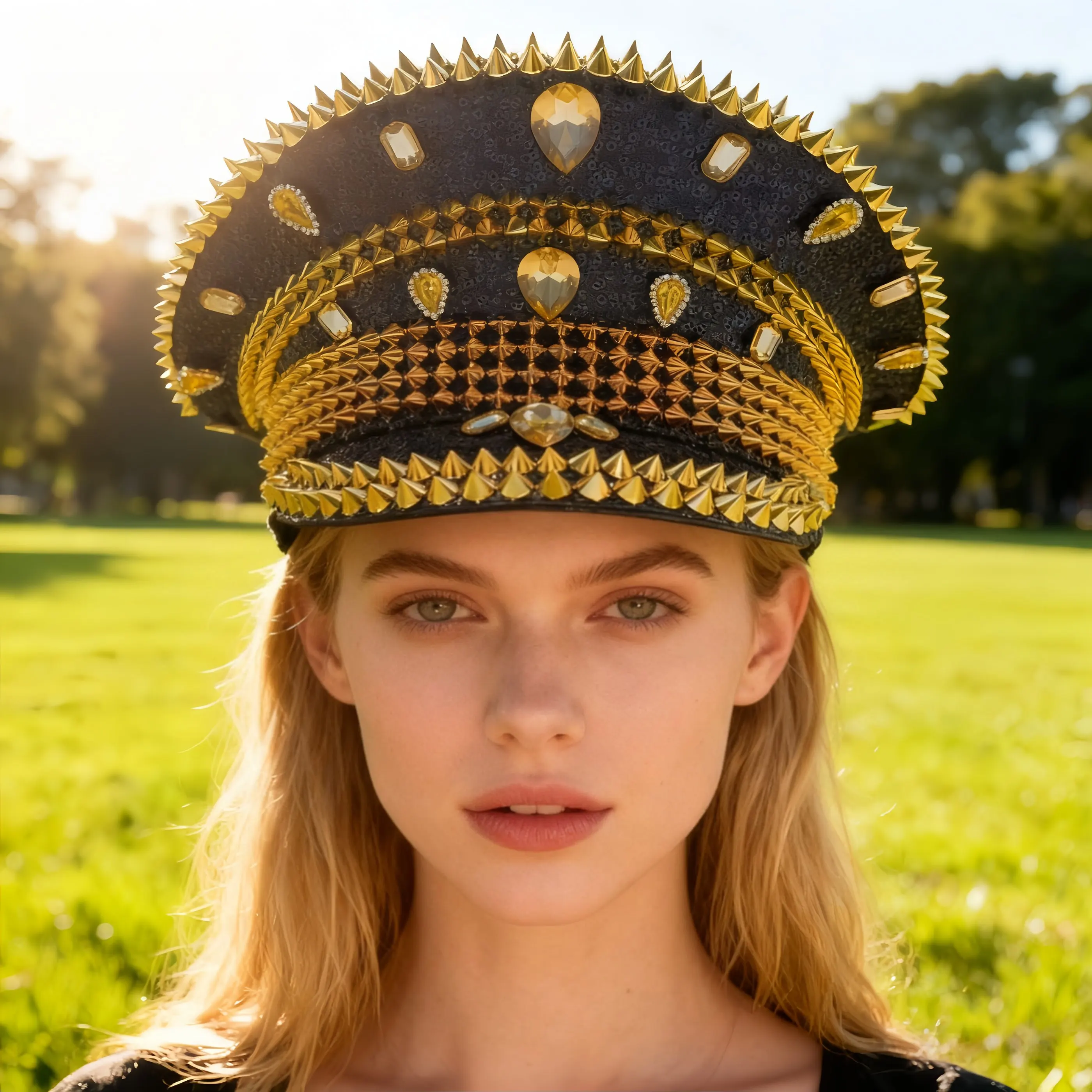 

Шляпа капитана в стиле стимпанк со стразами для карнавала, Марди Гра, винтажные военные аксессуары и головной убор для мужчин и женщин