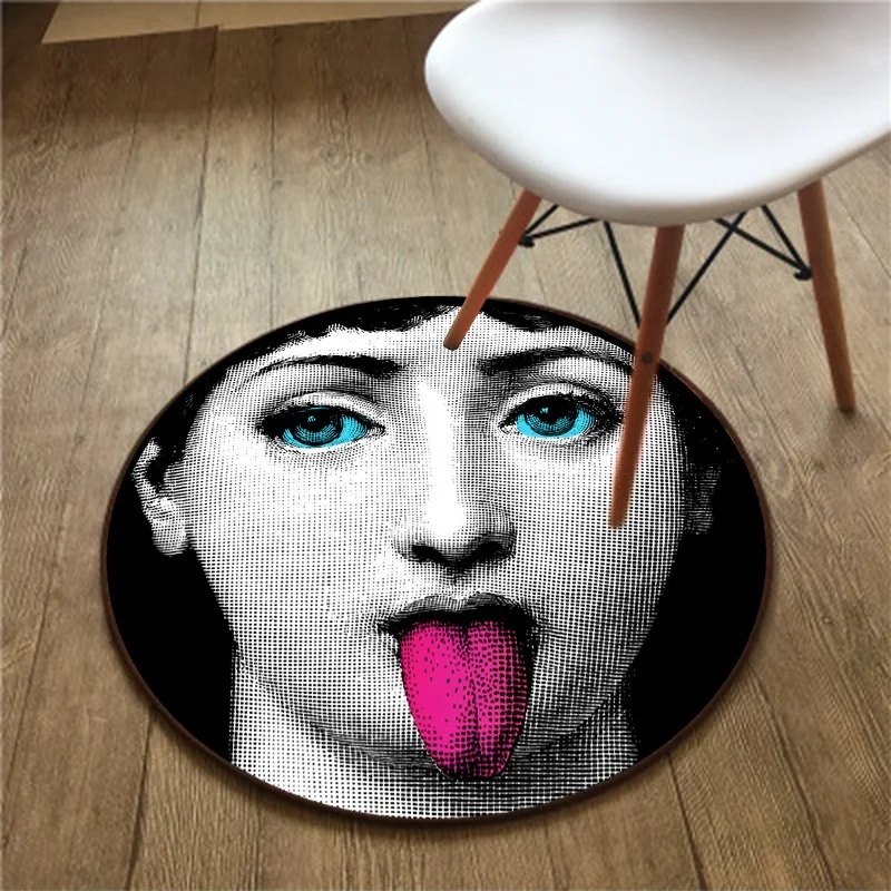 Black and White Girl Avatar Living Room Decoration 3d Carpet Circle Rug Rug For Living Room Area Rug For Living Room Outdoor Rug