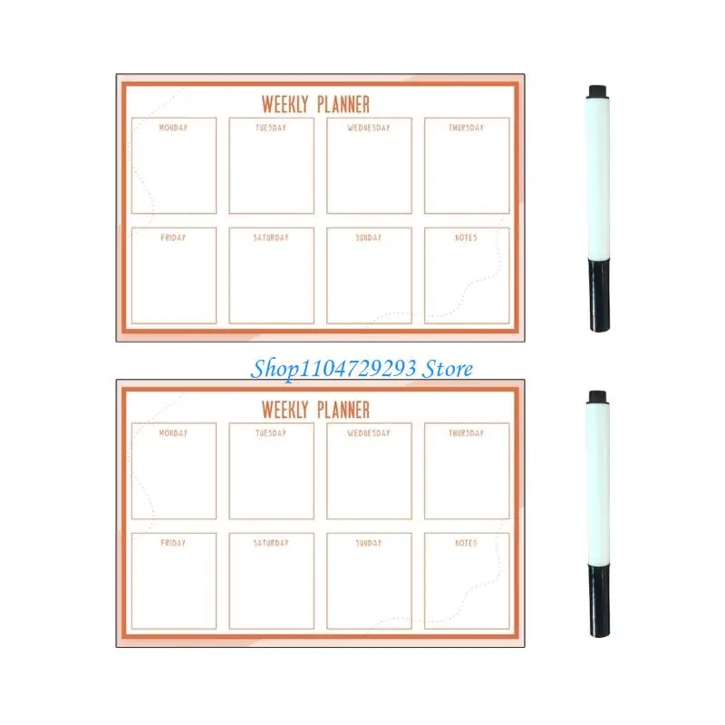 

Y2GD 2Pcs Fridge Weekly Planner Erasable PVC Whiteboard For Plans Tasks Note Schedule
