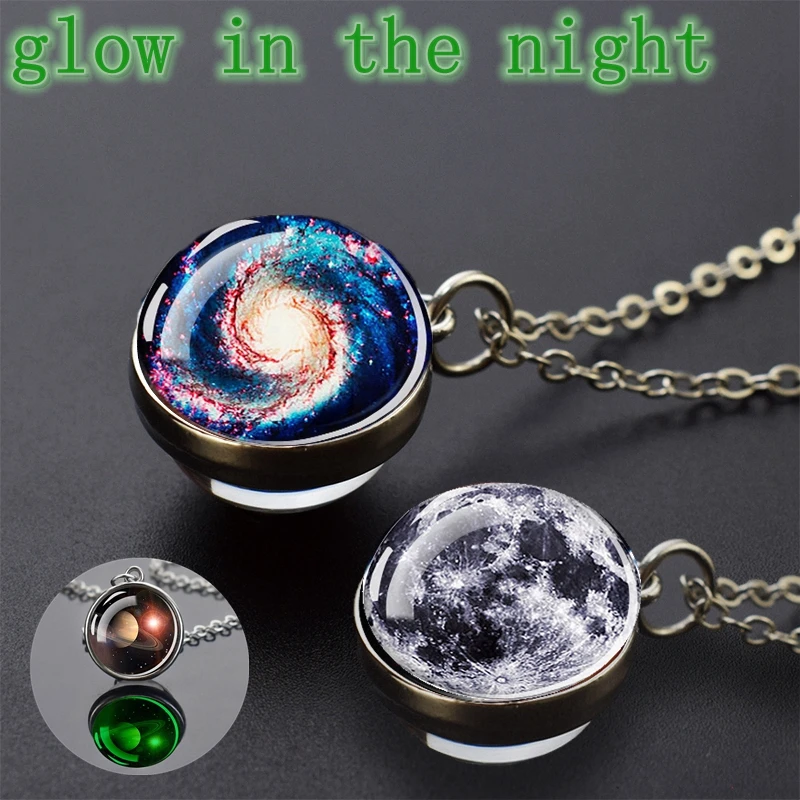 Kosmisch Zwart Gat Hanger Jupiter Maan Glazen Bal 16Mm Hanger Metaallegering Ketting Mode Hemelplaneet Sieraden Verjaardagscadeau