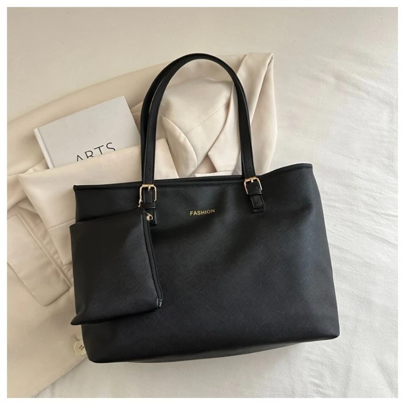 Black Brown White Fashion Letter Print Large Capacity 2-Piece Set For Women Shoulder Casual Commuting Tote Bag with Coin Purse