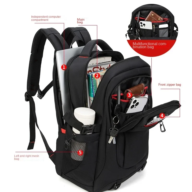 Mochila impermeable multifuncional para hombre, bolsa de viaje para ordenador portátil, con carga USB, 50x22x34