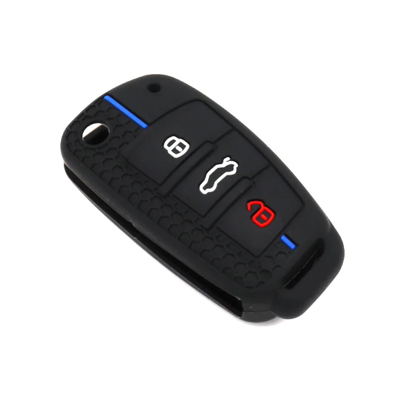 

Suitable for Audi A3A4LA6L TT folding 3-button semi-honeycomb style new silicone car key case