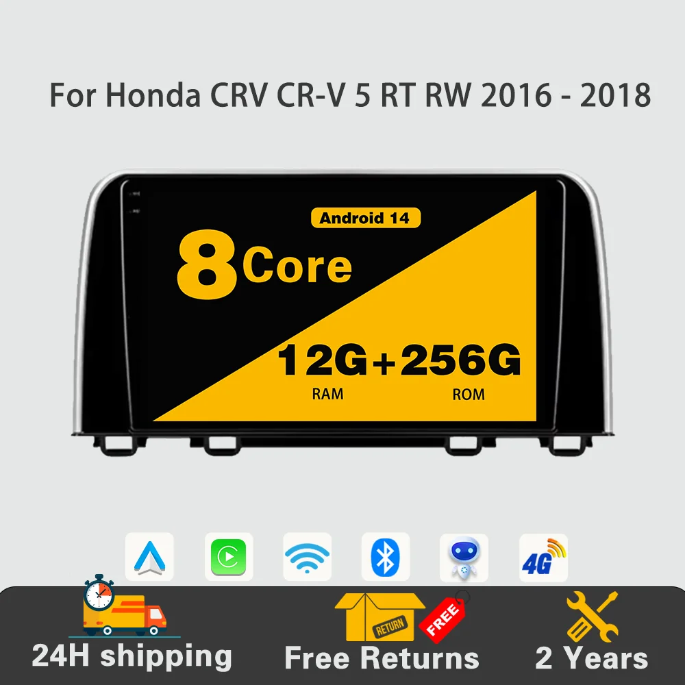 

Android 14 Carplay Auto Car Radio Player Multimedia Navigation GPS WIFI stereo Wireless For Honda CRV CR-V 5 RT RW 2016 - 2018