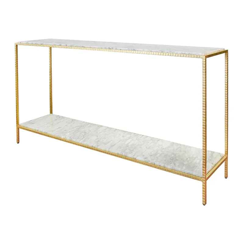 

Wrought iron forged marble entrance table several American furniture