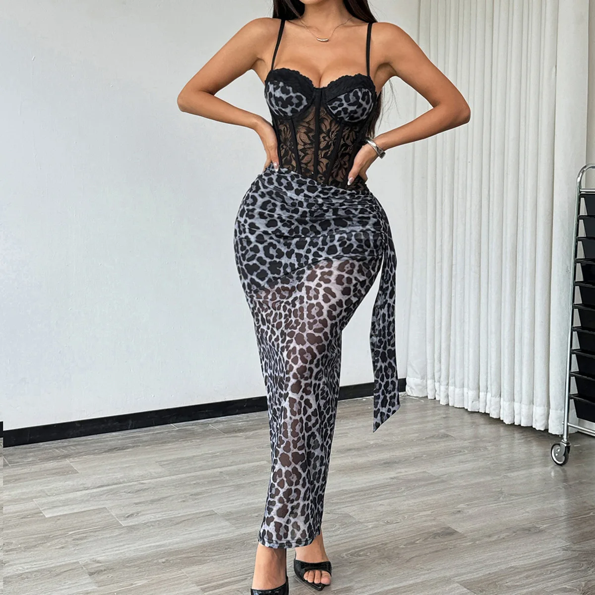 

Wild Leopard Maxi Dress Fashion Party Rave Trends Y2k Clothes Women Sexy Slim Outfits Straps Long Tank Dresses Streetwear Summer