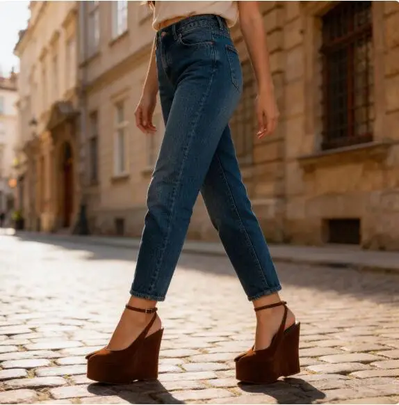 Sandalias de Plataforma con Punta Abierta de Ante Marrón Oscuro, con Tira de Hebilla y Tacón de Madera de Zebra, Sandalias Slingback para Fiesta de Verano