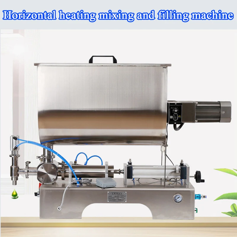 PBOBP Semi-Automatic Horizontal Screw Piston High Viscosity Paste Can Bottle Filler Tomato Chilli Sauce Filling Mixing Machine