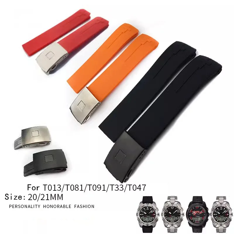 20mm 21mm Silicone watch strap For Tissot 1853 Tengzhi T-Touch original T013 Rubber watch band T047T081T33 wristband