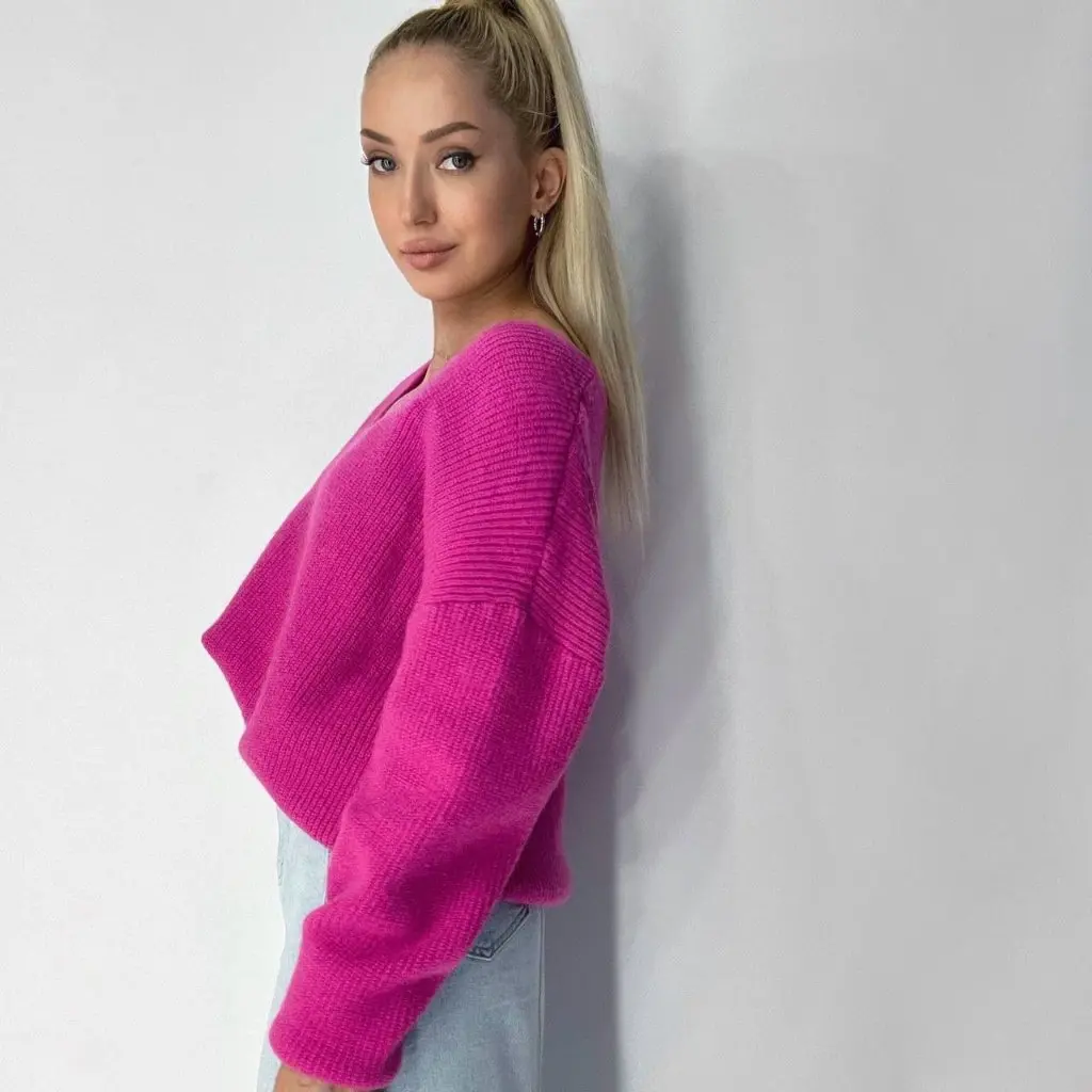 

Женский свитер с v-образным вырезом и длинными рукавами, осень-зима, утолщенный свободный стильный пуловер, модная повседневная рубашка для женщин