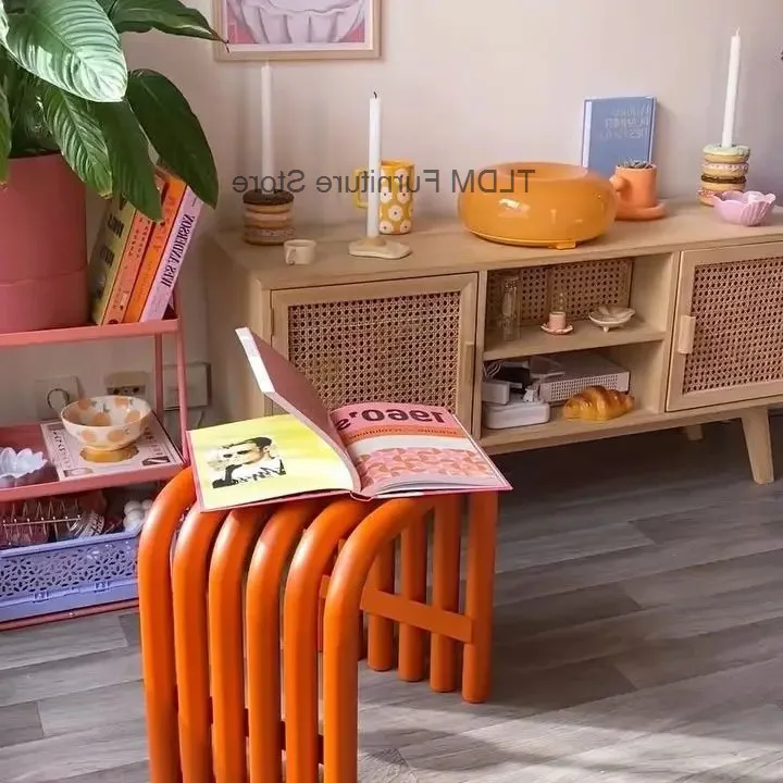 Home U-Shaped Tube Decor Stool Nordic Pouf Bench Patio Small Display Rack Meubles