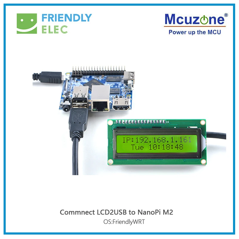 ЖК-модуль с USB-портом 1602 для Pi (LCD 2USB) NANOPi R5S R2S M1 PLUS