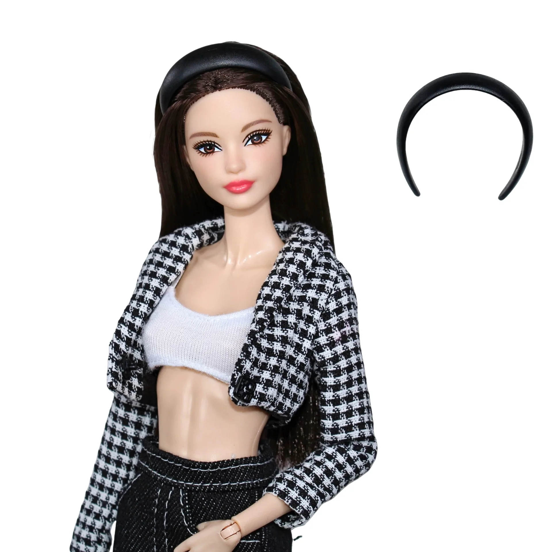 30 سنتيمتر دمية أغطية الرأس اكسسوارات الموضة النسخة الكورية بسيطة الأسود العصابات الشعر غطاء الرأس ل 1/6 FR BJD عارضة أزياء دمية فستان