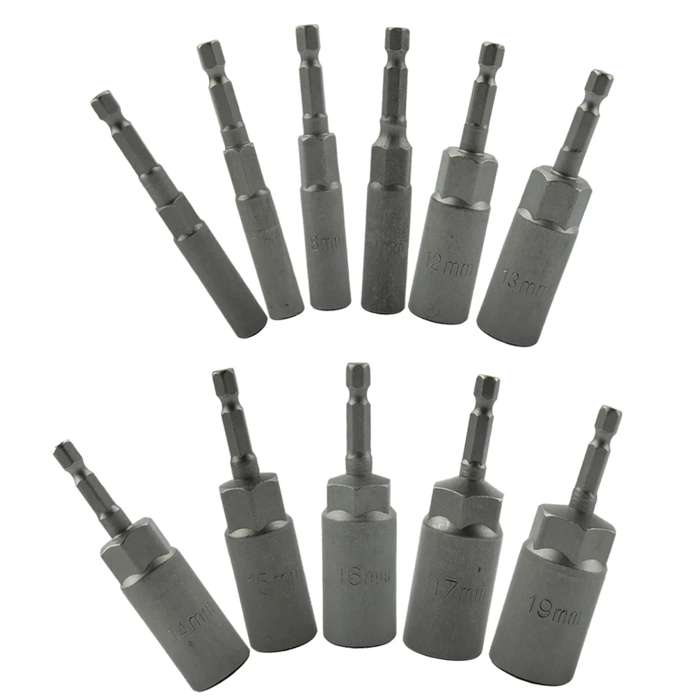 Imagem -02 - Hex Chave Broca Adaptador Soquete de Impacto Chave de Fenda Magnética Porca Soquete de Unidade 5.5 10 11 12 13 14 15 16 17 18 19 Milímetros