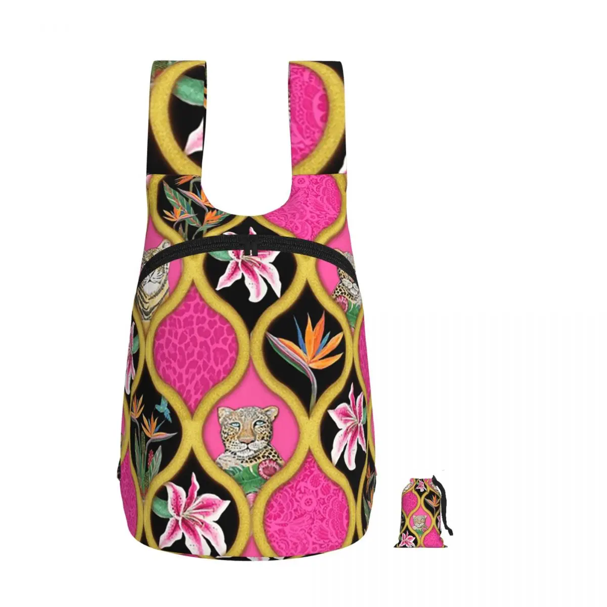 Leopard Print In Hot Pink With Tigers Backpack Student Storage BookBag Kids School Bag Computer Shoulder Bags for Men Women