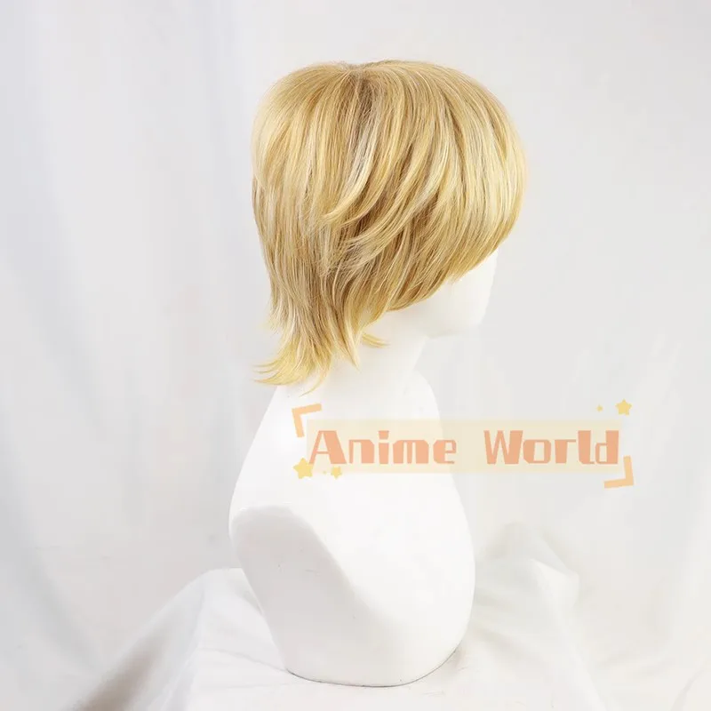 Armin Arlert Short Silky Straight Boy's Shaggy Layered Golden Mixed Synthetic Hair Men Cosplay Wig+ Wig Cap