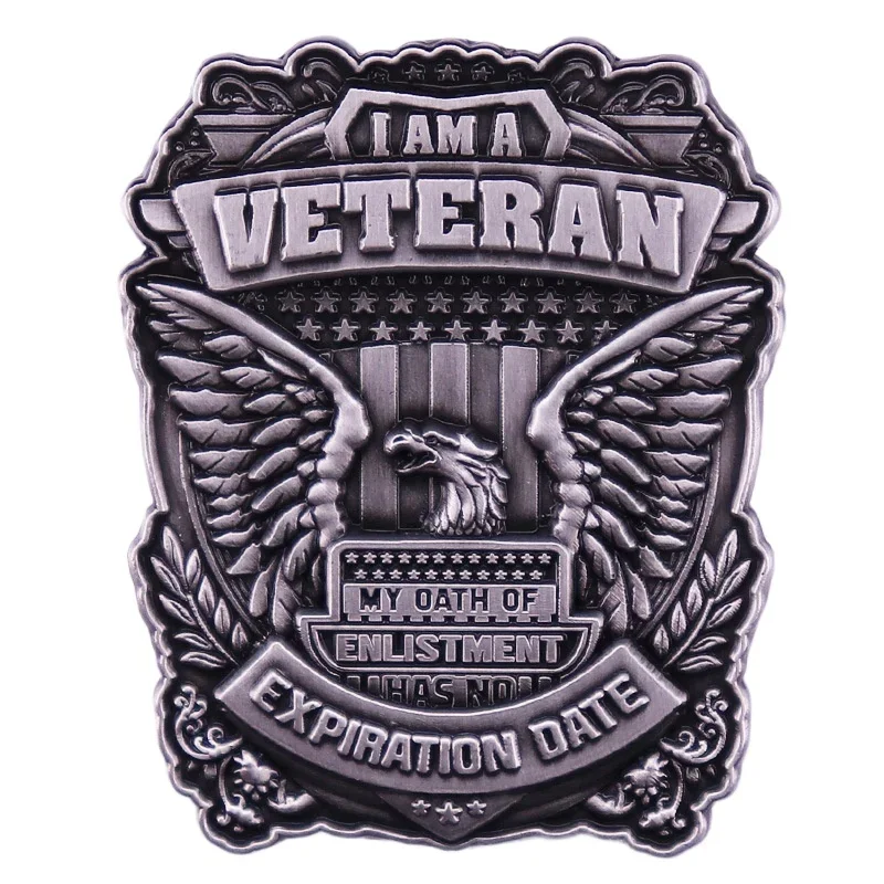 1PC I Am A Veteran My Oath of Enlistment Has No Expiration Date Badge Enamel Pin Brooch Jewelry for Various Clothing Backpacks